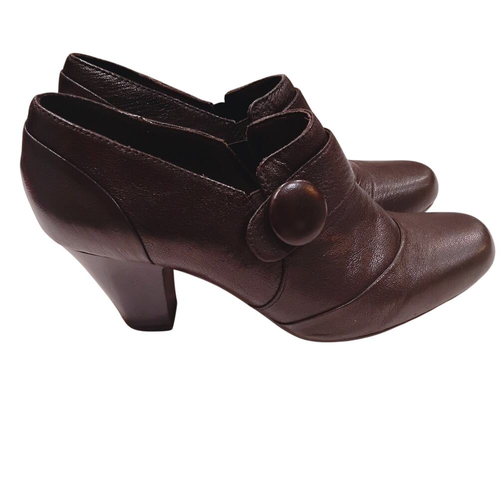 Clarks Bendables Leather Ankle Boots Comfort Heels Shoes Black Women's Size 9m